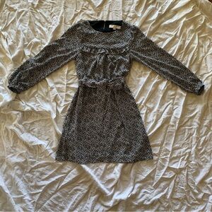 Loft Black Floral Long Sleeve Dress